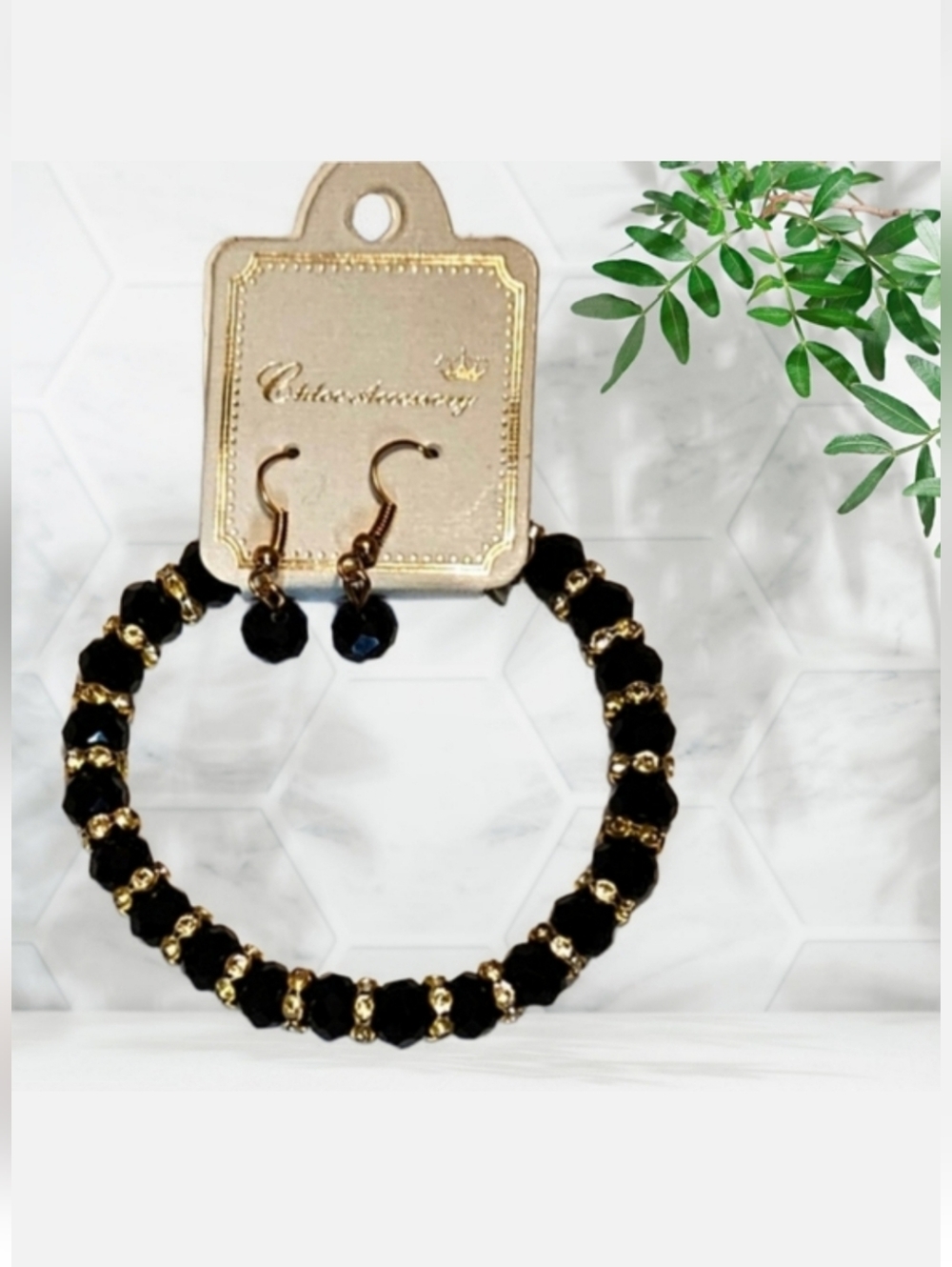 Chloe' Black & Gold Tone Bracelet Set